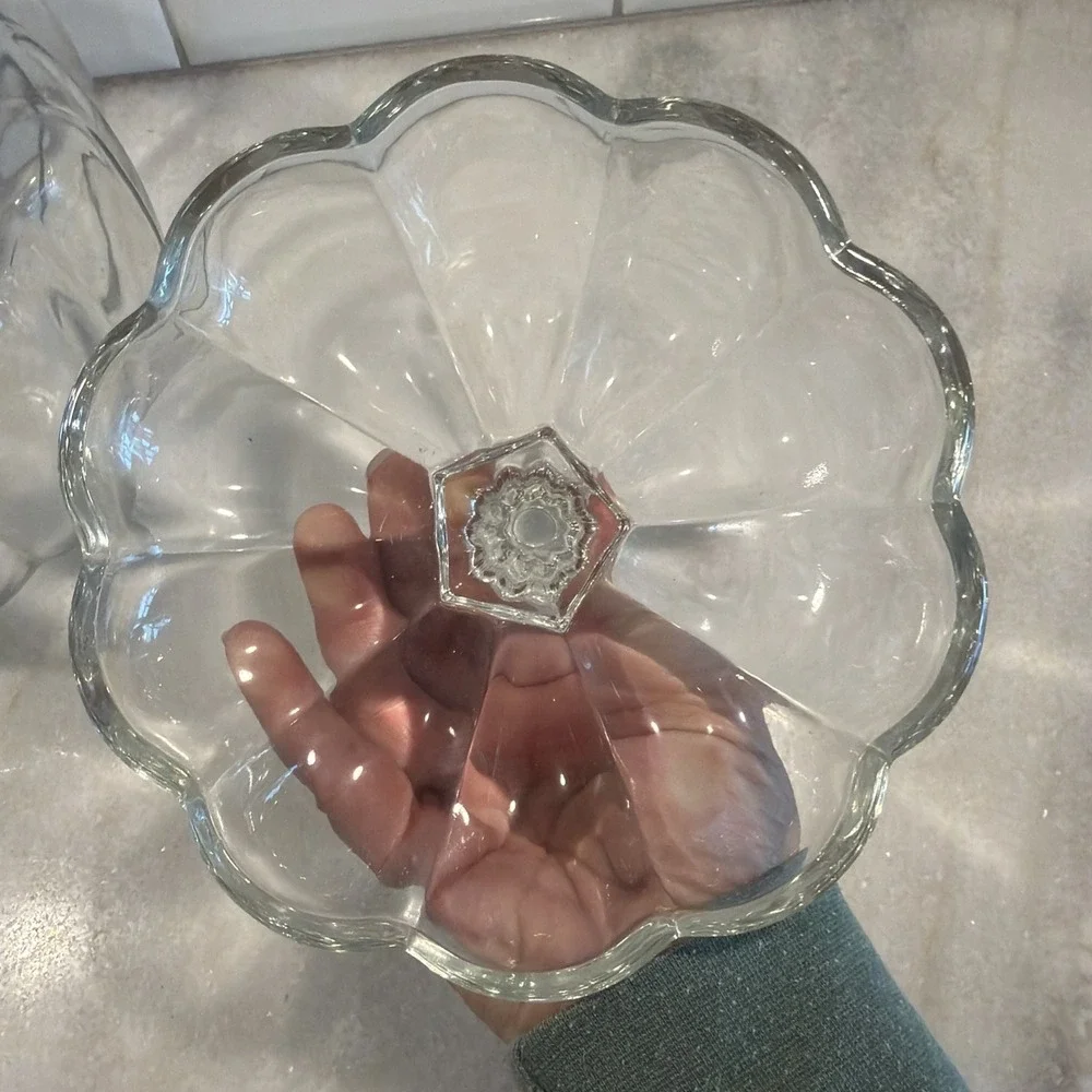 Vintage Anchor‎ Hocking Glass Pumpkin Cookie Jar With Lid Halloween Fall OLA003